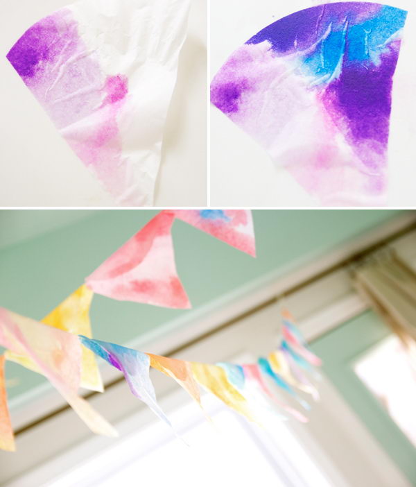 This Coffee Filter Watercolor Banner Makes Great Party Decor 