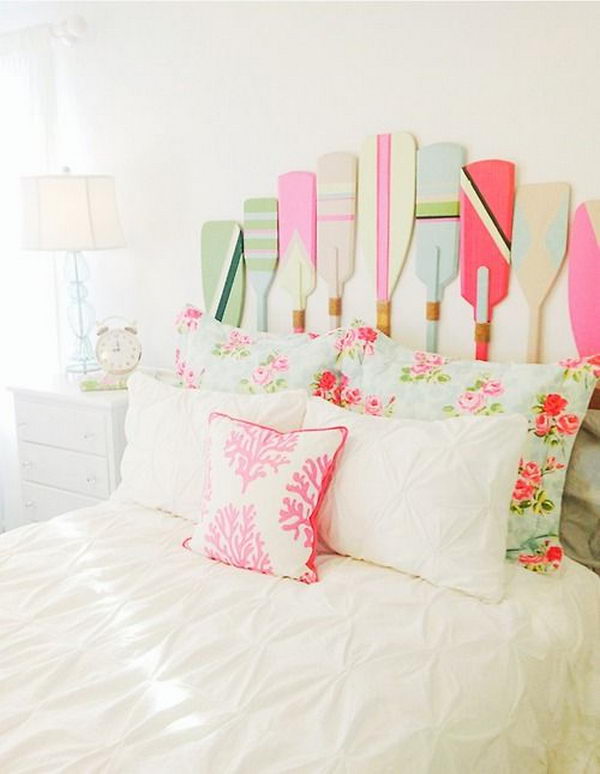 Adorable Painted Paddles Headboard 