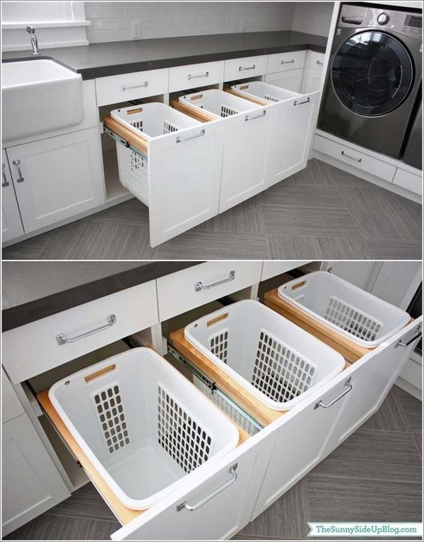 Basket Drawers in Laundry Room. 