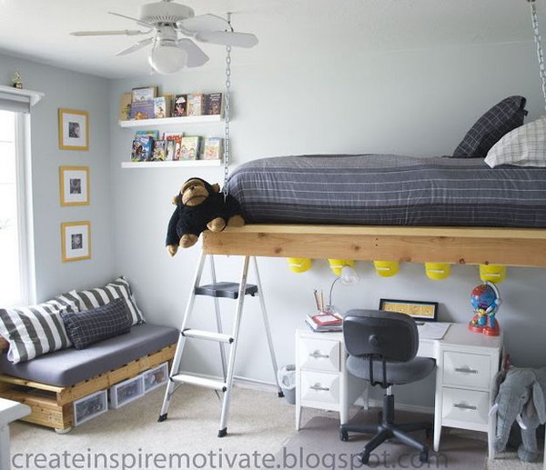Suspended Loft Bed For Normal Ceiling Heights 