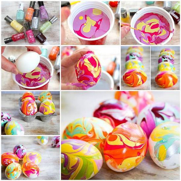 DIY Easter Nail Polish Marbled Eggs 