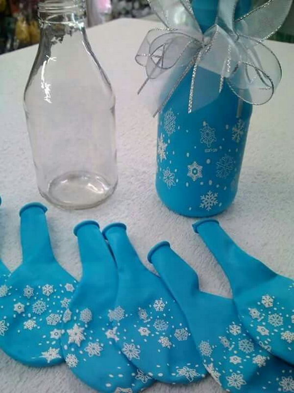 So quick and fun! Cover Bottles or Jars with Decorative Balloons. 