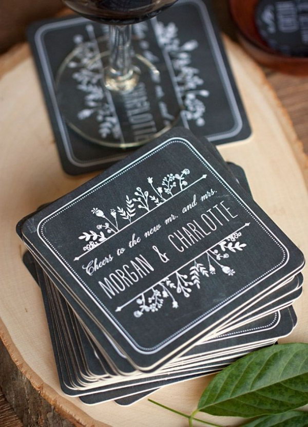 Chalkboard inspired coasters . 