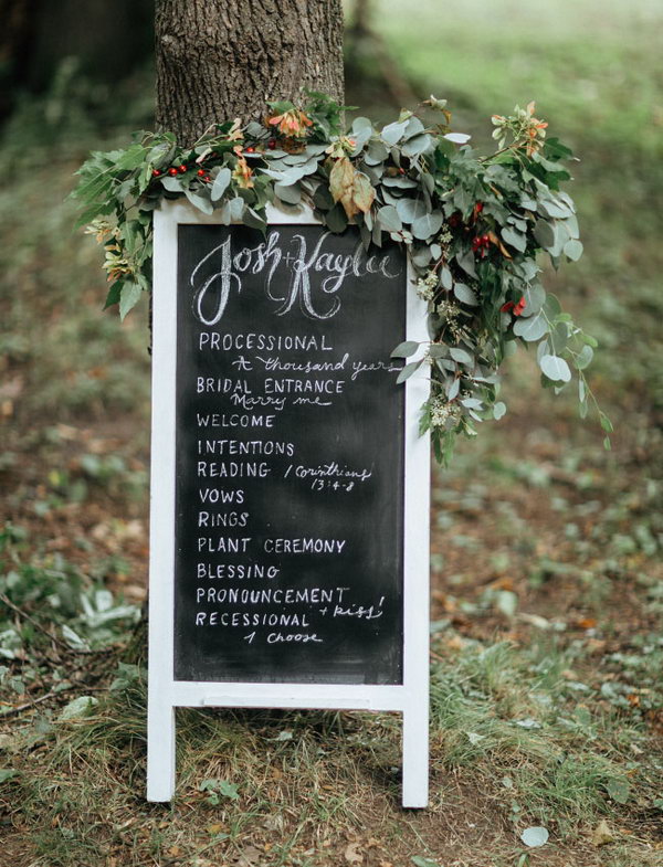 Chalkboard Program with Florals. 