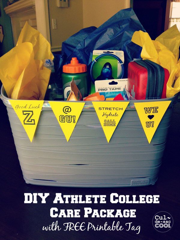 DIY Athlete College Care Package With Free Printable Tag 