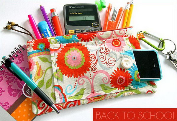 Zippered Pencil & School Supplies Case 