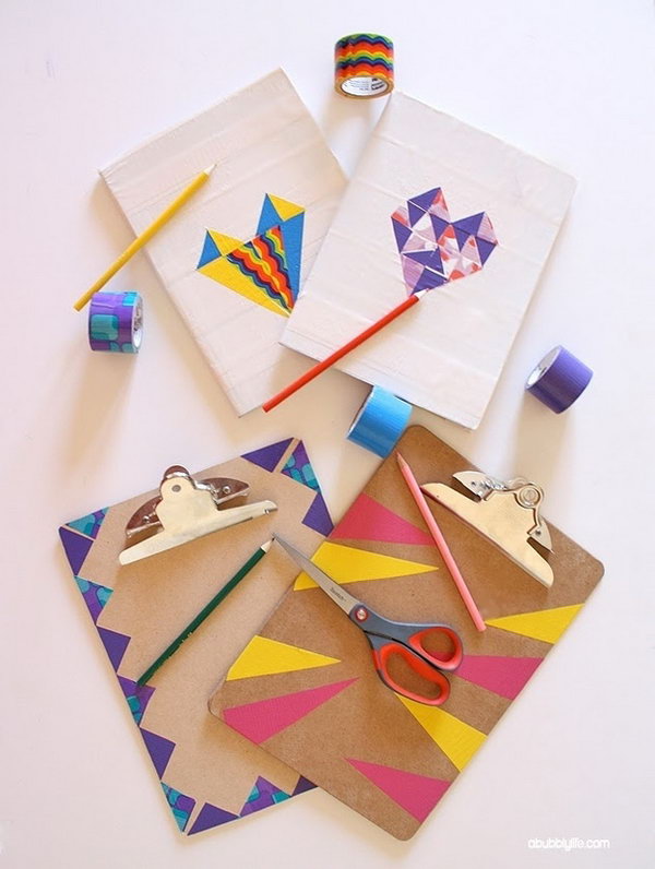 Notebook and Clipboard Makeovers with Washi and Duct Tape 