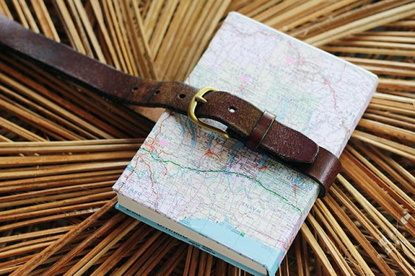Belted Map Covered Notebook 