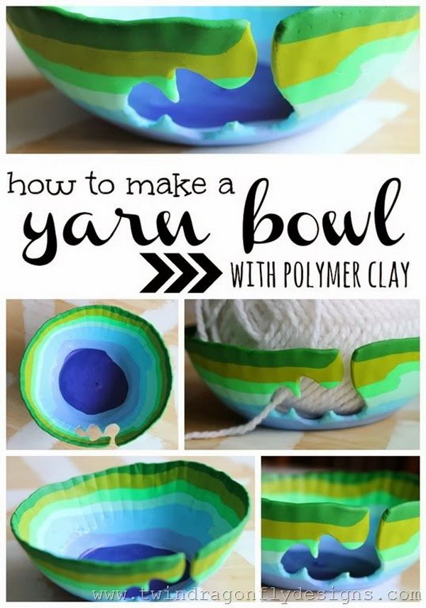 DIY Yarn Bowl with Polymer Clay.  Get the tutorial 
