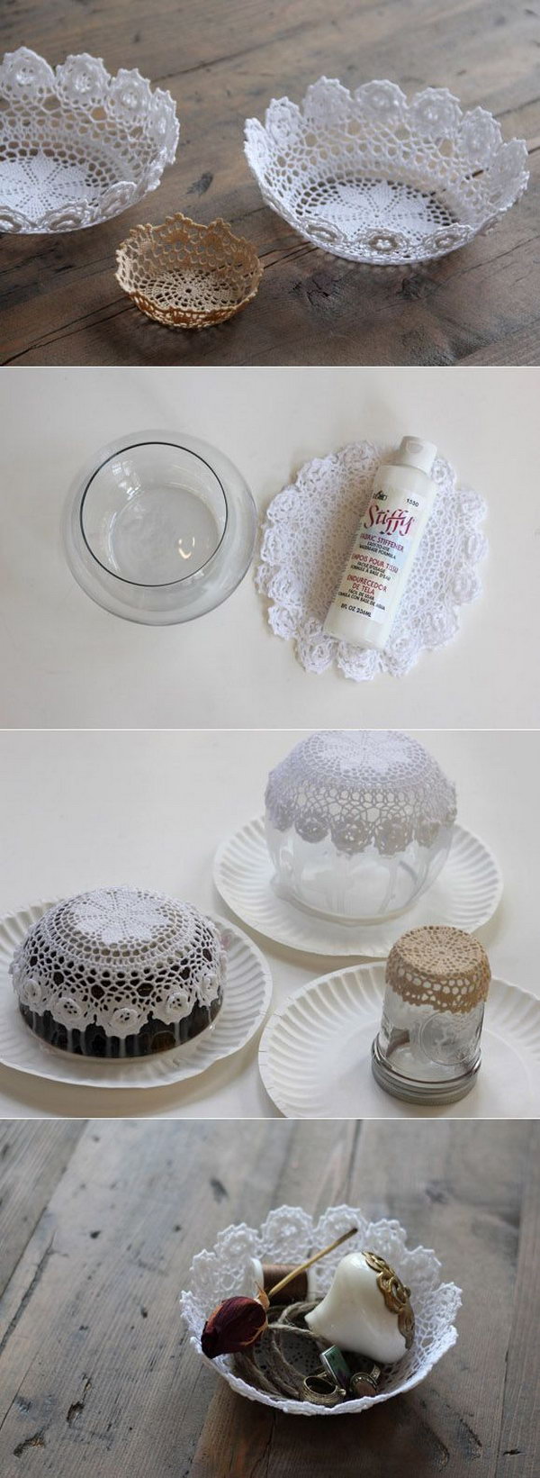 DIY Lace Doily Bowl.  Get the tutorial 