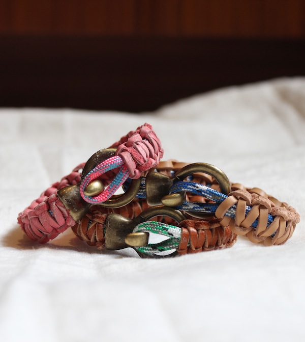 DIY Leather and Climbing Rope Macrame Bracelets 