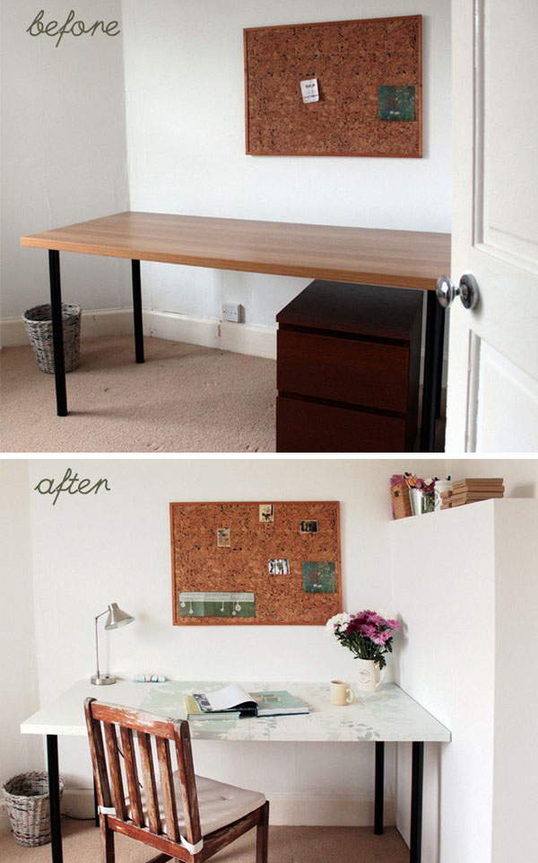Table Makeover Using Wallpaper 