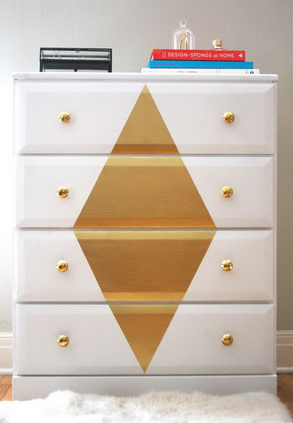 Refinishing a Dresser with White and Gold paint 