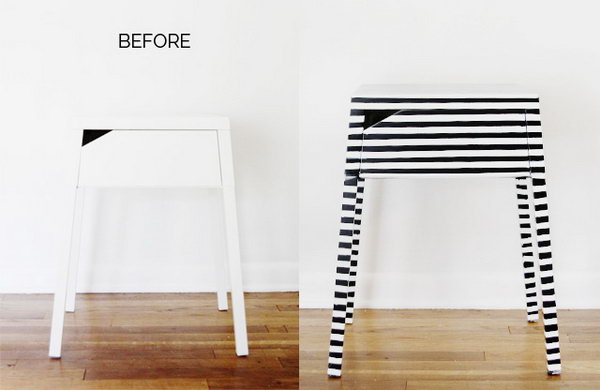Striped Nightstand Ikea Hack 