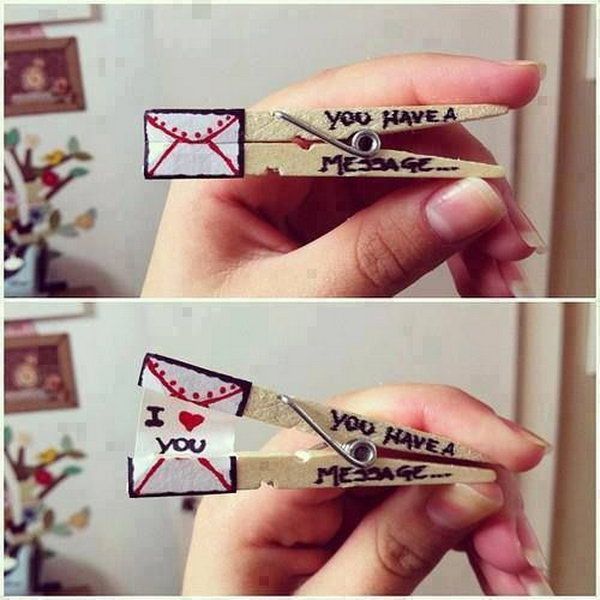 Clothespin Love Message 