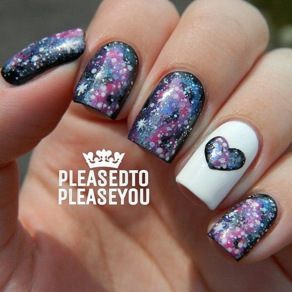 Galaxy Nails with Heart. 
