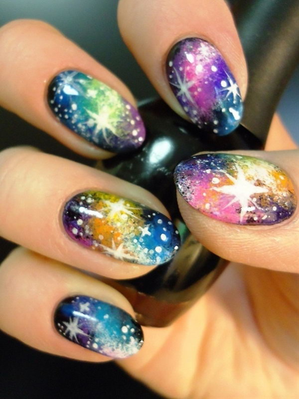 Rainbow Galaxy Nail Art. 