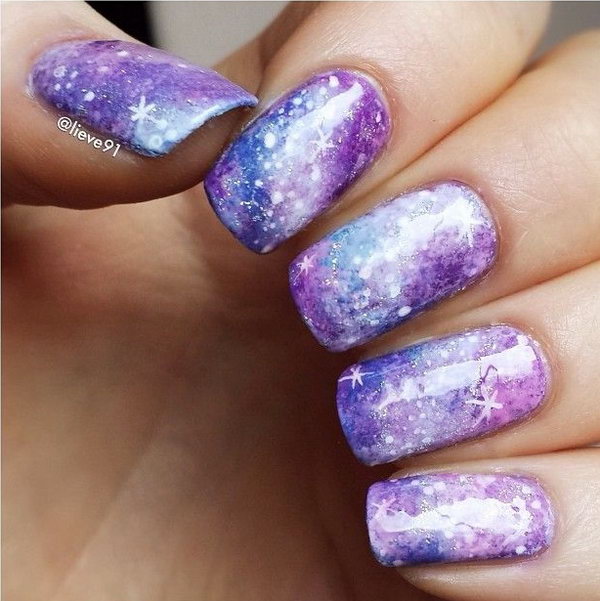 Pastel Galaxy Nail Design. 