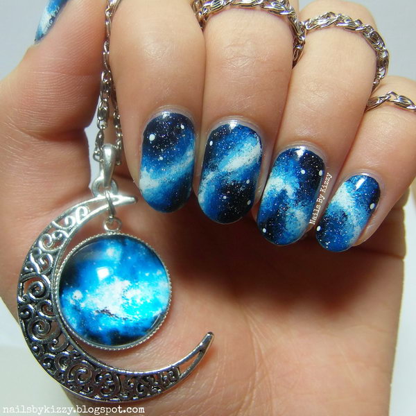 Galaxy Nails Inspired By Gorgeous Necklace. 