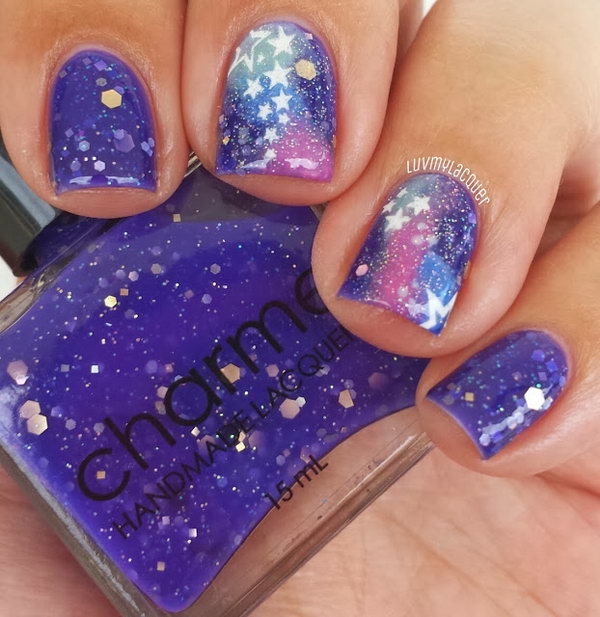 Galaxy Nails with Stars. See the steps 