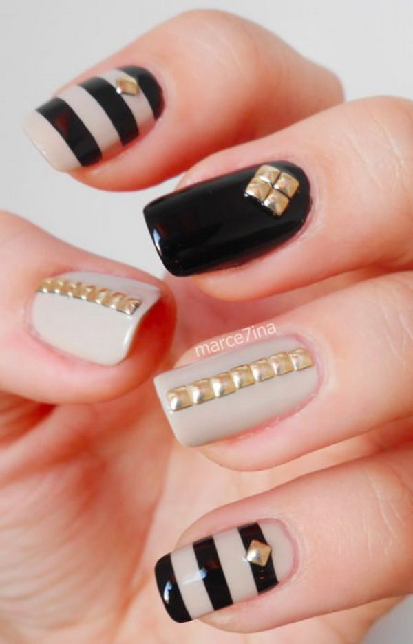 Gold Square Studded Nails. Such beautiful colors, cannot wait to try them! 