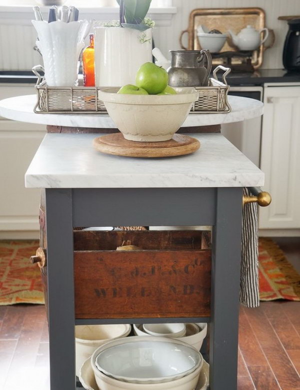 Marble Kitchen Island Upcycled from IKEA Beckvam Kitchen Cart. See more 