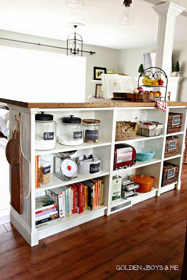 Bookshelves Turned Kitchen Island. Get the tutorial 
