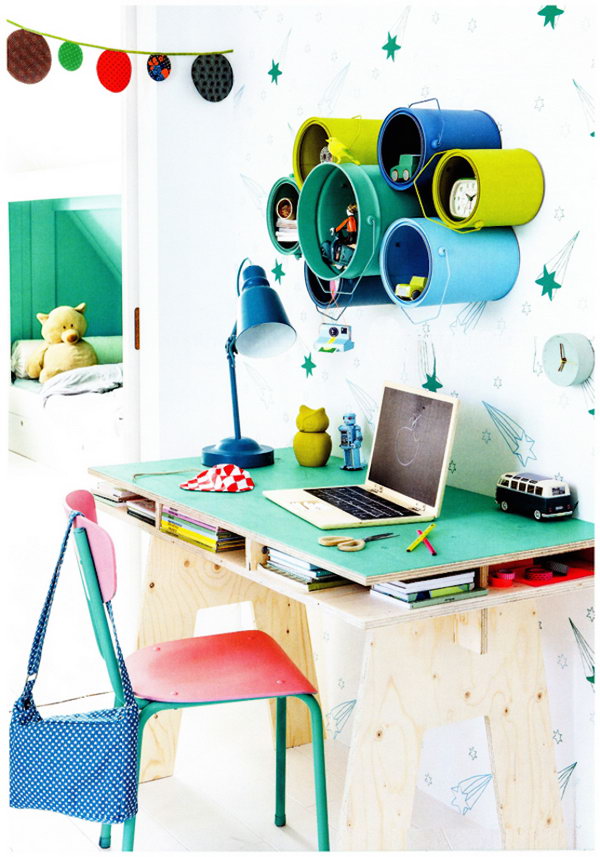 Paint Can Kid’s Desk Storage. 