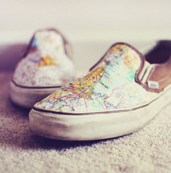 DIY Map Shoes for Travel Lovers 