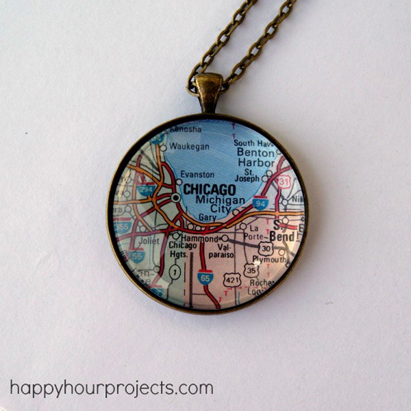 Glass Map Necklace 