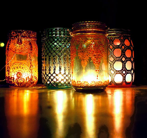 Moroccan Painted Mason Jars. 