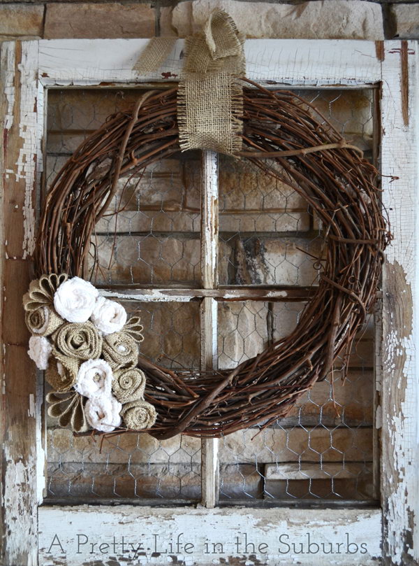 Lovely Autumn Wreath Made From Grapevine And Burlap! 
