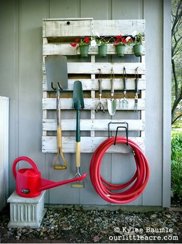 DIY Pallet Gardening Tool Organizer. See the tutorial 