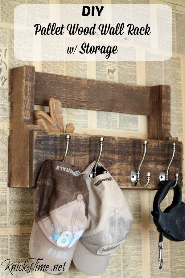 Pallet Wood Wall Rack for Coats, Hats and Storage. 
