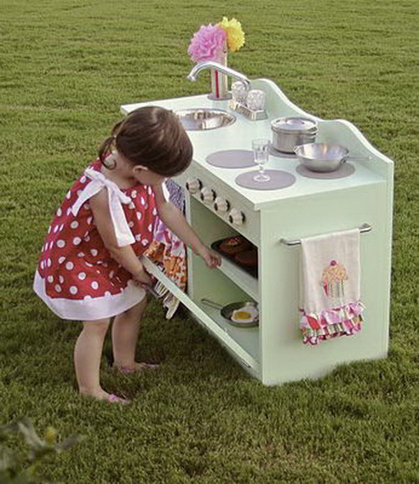 DIY Beautiful Play Kitchen for Little Girls. See more details 