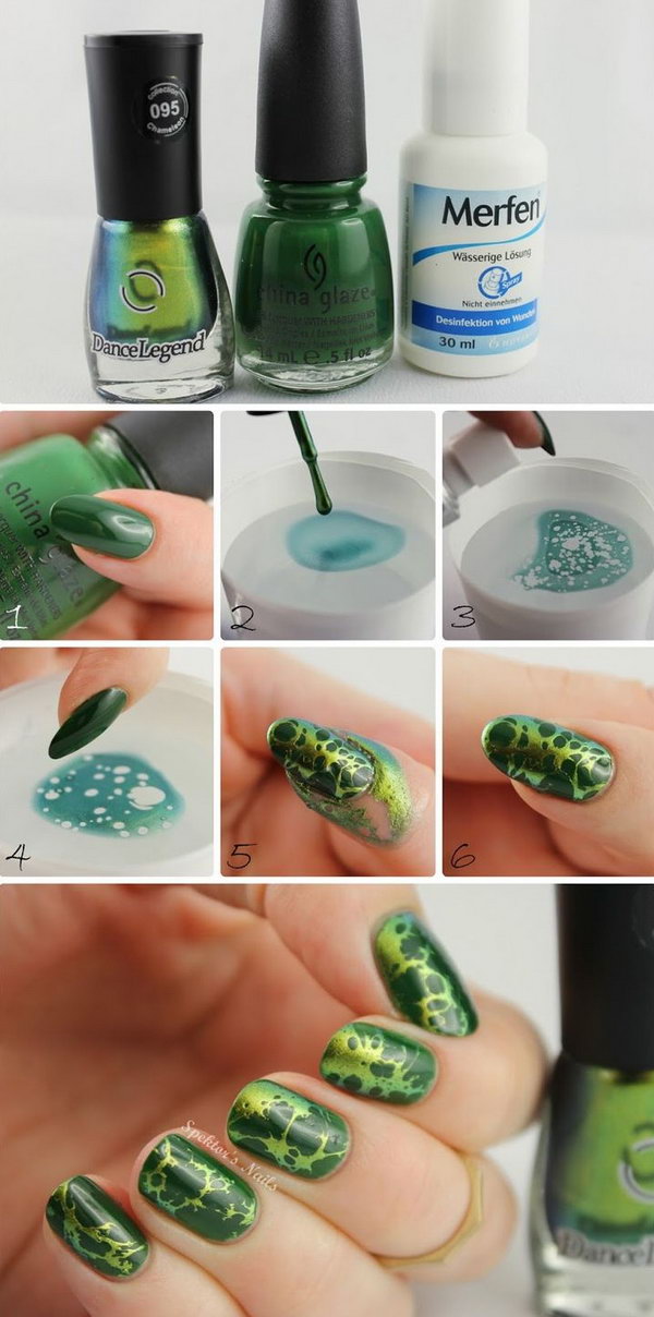 Water Marble Nails. Questa è una manicure facile e divertente! Da provare. 