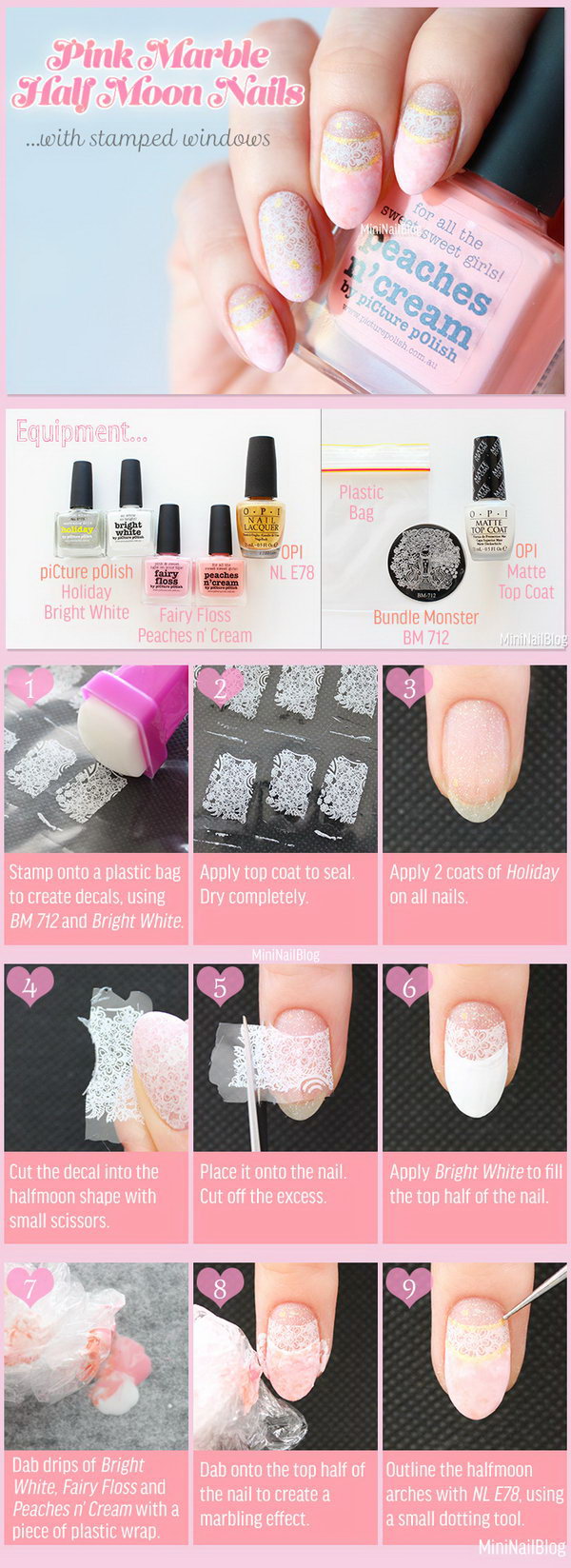 Elegant Lace Nail Art. C'est un mani tellement facile et amusant ! A essayer absolument. 