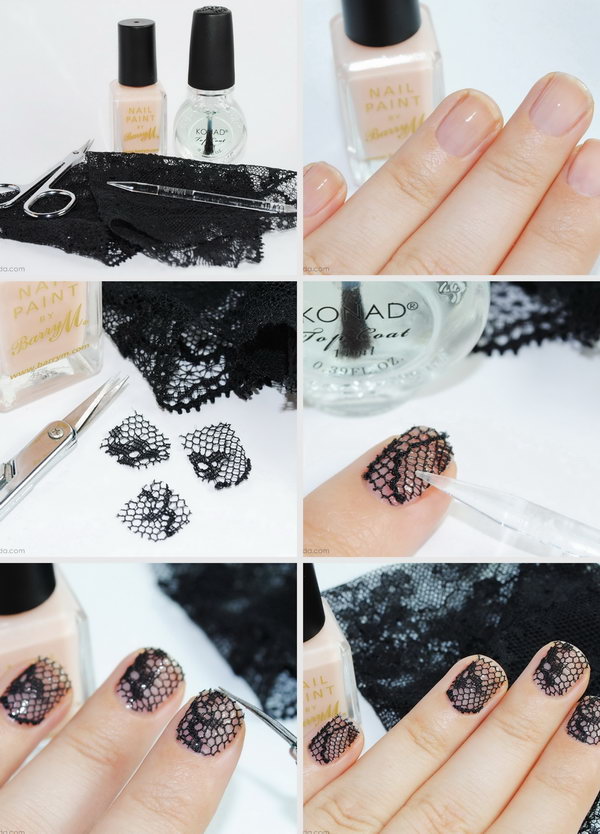 Black Lace Nail Art. Questa è una manicure facile e divertente! Da provare. 