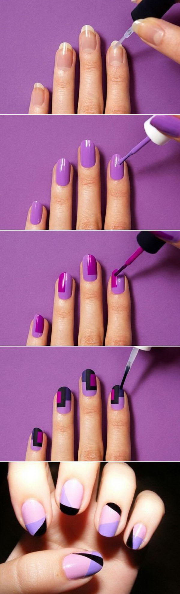 Glamorous Color Blocks Nail Art. ¡Esta es una mani tan fácil y divertida! Hay que probarlo. 