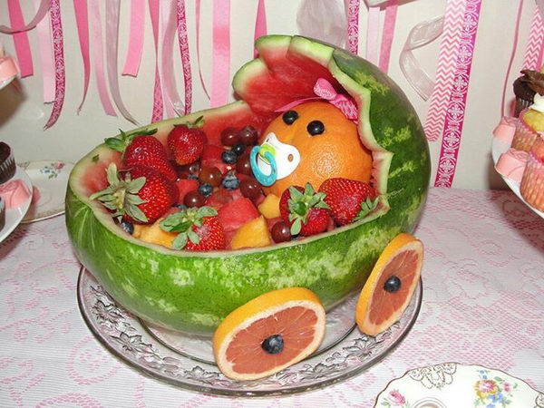Watermelon Baby Carriage for Baby shower. 