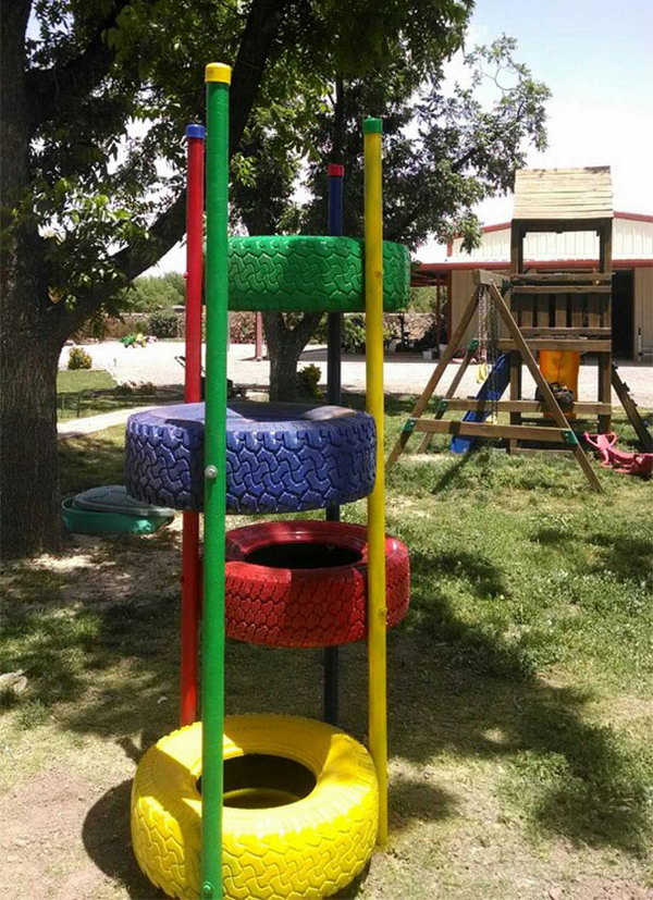 Colorful Tire Playground for Kids. 