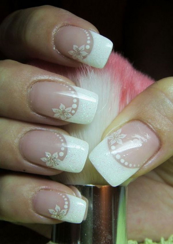White Flower Wedding Nails. 
