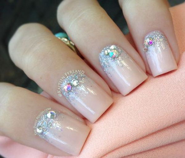 Pink Wedding Nail with Bings. 