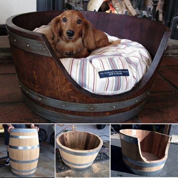 Wine Barrel Pet Bed. 