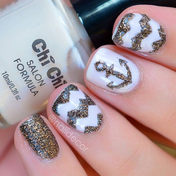 Glitter Anchor and Wavy Nails. 