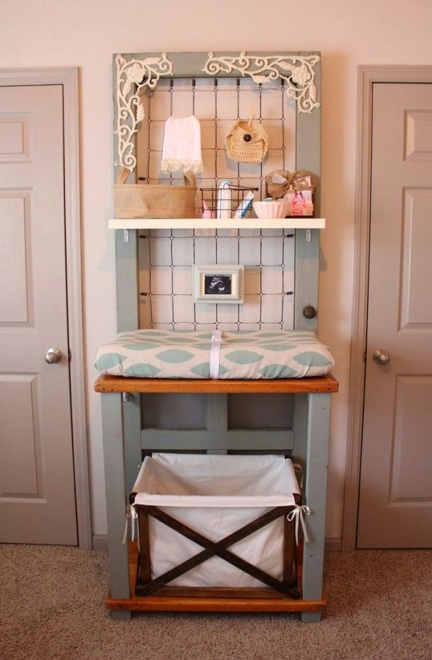 DIY Baby Changing Table Made from an Old Door. 