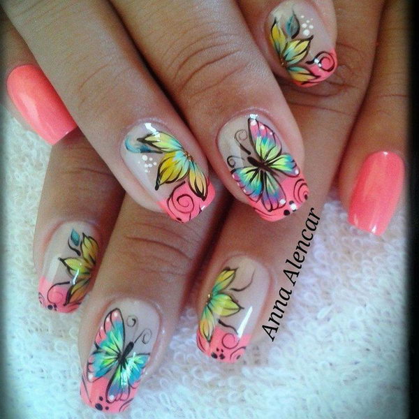 30+ Pretty Butterfly Nail Art Designs - Noted List