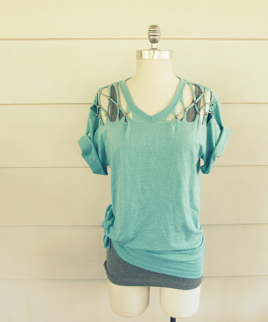 Lattice Shoulder Cutout Tee. See the steps 