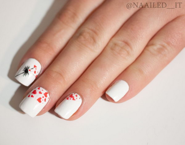 Dandelion Heart Nails. 