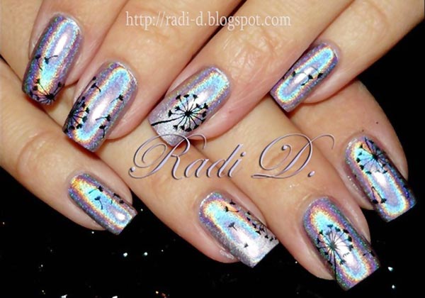 Dandelion Holographic Nails. 